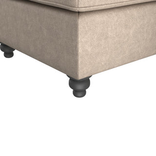 SOFAINSTORE Brantford Beige Suede-Effect Footstool | Button-Top Ottoman, Classic Chesterfield Accent