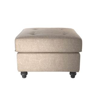 SOFAINSTORE Brantford Beige Suede-Effect Footstool | Button-Top Ottoman, Classic Chesterfield Accent