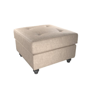SOFAINSTORE Brantford Beige Suede-Effect Footstool | Button-Top Ottoman, Classic Chesterfield Accent