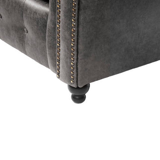 SOFAINSTORE Brantford Black Suede-Effect Left Hand Corner Sofa | Chesterfield-Style Rolled Arms, Deep Cushion Comfort