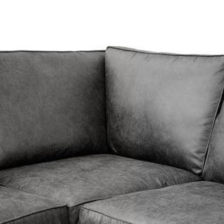 SOFAINSTORE Brantford Black Suede-Effect Left Hand Corner Sofa | Chesterfield-Style Rolled Arms, Deep Cushion Comfort