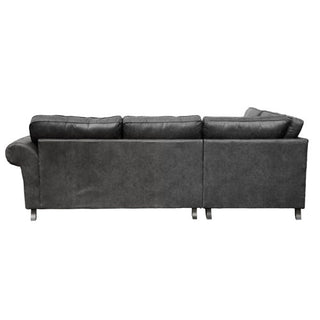 SOFAINSTORE Brantford Black Suede-Effect Left Hand Corner Sofa | Chesterfield-Style Rolled Arms, Deep Cushion Comfort