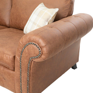 SOFAINSTORE Brantford Tan Brown Suede-Effect Left Hand Corner Sofa | Chesterfield-Style Rolled Arms, Deep Cushion Comfort