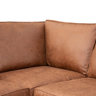 SOFAINSTORE Brantford Tan Brown Suede-Effect Left Hand Corner Sofa | Chesterfield-Style Rolled Arms, Deep Cushion Comfort