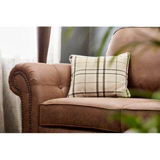 SOFAINSTORE Brantford Tan Brown Suede-Effect Left Hand Corner Sofa | Chesterfield-Style Rolled Arms, Deep Cushion Comfort