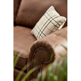SOFAINSTORE Brantford Tan Brown Suede-Effect Left Hand Corner Sofa | Chesterfield-Style Rolled Arms, Deep Cushion Comfort