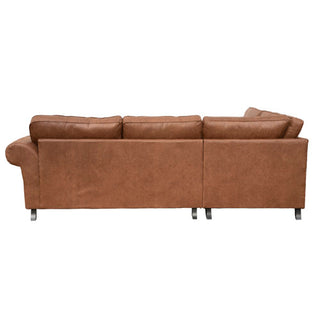 SOFAINSTORE Brantford Tan Brown Suede-Effect Left Hand Corner Sofa | Chesterfield-Style Rolled Arms, Deep Cushion Comfort
