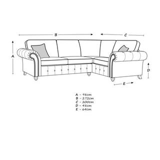 SOFAINSTORE Brantford Black Suede-Effect Right Hand Corner Sofa | Chesterfield-Style Rolled Arms, Deep Cushion Comfort