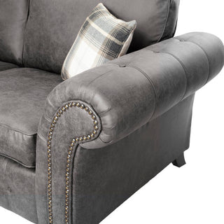 SOFAINSTORE Brantford Black Suede-Effect Right Hand Corner Sofa | Chesterfield-Style Rolled Arms, Deep Cushion Comfort