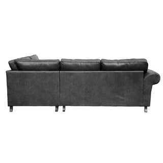 SOFAINSTORE Brantford Black Suede-Effect Right Hand Corner Sofa | Chesterfield-Style Rolled Arms, Deep Cushion Comfort