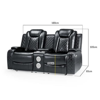 Lorain Leather Electric Recliner Sofa | 2 Seater | Black Finish - Sofa In Store