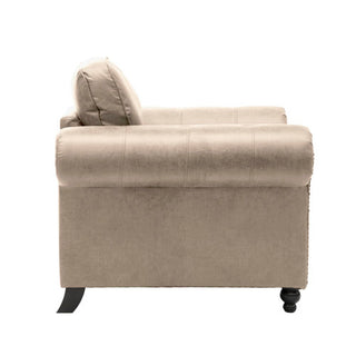 SOFAINSTORE Brantford Beige Suede-Effect Armchair | Chesterfield-Inspired Rolled Arms, Tufted Detailing, Heritage Lounge Chair