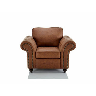 SOFAINSTORE Brantford Tan Brown Suede-Effect Armchair | Chesterfield-Inspired Rolled Arms, Tufted Detailing, Heritage Lounge Chair