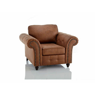 SOFAINSTORE Brantford Tan Brown Suede-Effect Armchair | Chesterfield-Inspired Rolled Arms, Tufted Detailing, Heritage Lounge Chair