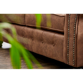 SOFAINSTORE Brantford Tan Brown Suede-Effect Armchair | Chesterfield-Inspired Rolled Arms, Tufted Detailing, Heritage Lounge Chair