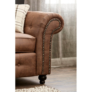 SOFAINSTORE Brantford Tan Brown Suede-Effect Armchair | Chesterfield-Inspired Rolled Arms, Tufted Detailing, Heritage Lounge Chair