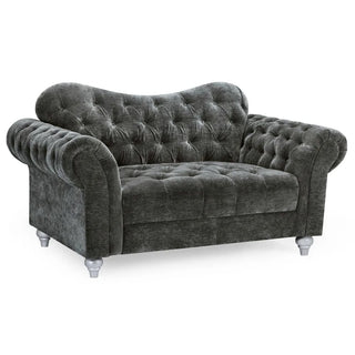 Jubilee Charcoal Grey Velvet 2 Seater Sofa | Button-Tufted Design | Solid Wood Frame - Sofa In Store