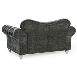Jubilee Charcoal Grey Velvet 2 Seater Sofa | Button-Tufted Design | Solid Wood Frame - Sofa In Store