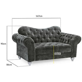 Jubilee Charcoal Grey Velvet 2 Seater Sofa | Button-Tufted Design | Solid Wood Frame - Sofa In Store