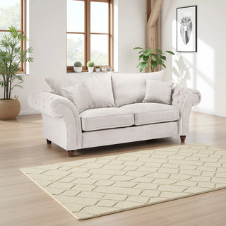 SOFAINSTORE Windsor 3 Seater Sofa – Beige Fabric | Classic Chesterfield Elegance with Rolled Arms & Heritage Detailing