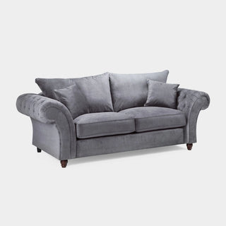SOFAINSTORE Windsor 3 Seater Sofa – Grey Fabric | Classic Chesterfield Elegance with Rolled Arms & Heritage Detailing