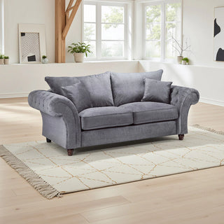 SOFAINSTORE Windsor 3 Seater Sofa – Grey Fabric | Classic Chesterfield Elegance with Rolled Arms & Heritage Detailing