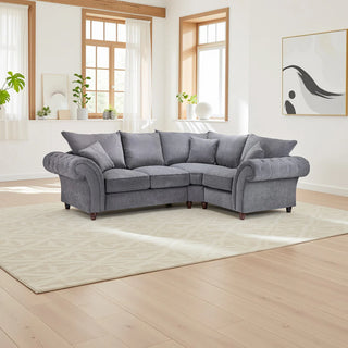 SOFAINSTORE Windsor Grey Fabric Right Hand Corner Sofa | Classic Chesterfield Style with Rolled Arms & Deep Seating