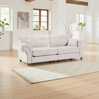 SOFAINSTORE Windsor Beige Fabric 4 Seater Sofa | Classic Chesterfield Design with Rolled Arms & Tufted Detailing