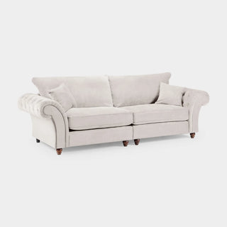 SOFAINSTORE Windsor Beige Fabric 4 Seater Sofa | Classic Chesterfield Design with Rolled Arms & Tufted Detailing