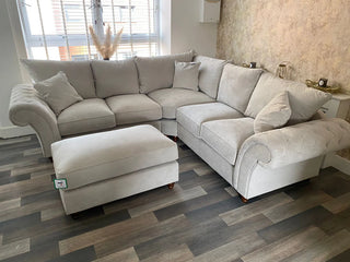 SOFAINSTORE Windsor Large Corner Sofa – Beige Fabric | Chesterfield-Inspired Scroll Arms, Tufted Detailing, Deep Cushion Comfort