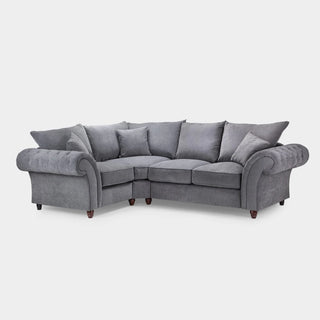 SOFAINSTORE Windsor Grey Fabric Left Hand Corner Sofa | Classic Chesterfield Style with Rolled Arms & Deep Seating