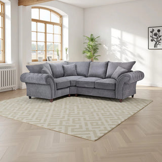 SOFAINSTORE Windsor Grey Fabric Left Hand Corner Sofa | Classic Chesterfield Style with Rolled Arms & Deep Seating
