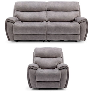 Titan 3+1 Seater Reclining Cinema Sofa Suite Silver Fabric