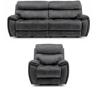 Titan 3+1 Seater Reclining Cinema Sofa Suite Black Fabric