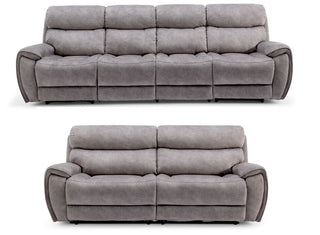 Titan 4+3 Seater Reclining Cinema Sofa Suite Silver Fabric