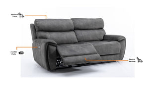 Titan 4+3 Seater Reclining Cinema Sofa Suite Silver Fabric
