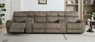Titan 4 Seater Electric Reclining Cinema Theatre Sofa Mink Fabric