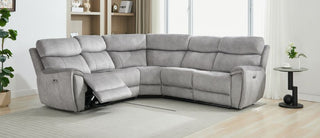 Titan Corner Reclining Sofa Group Silver Fabric 2+C+2