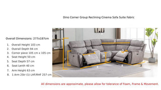 Titan Corner Reclining Sofa Group Silver Fabric 2+C+2