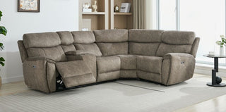 Titan Corner Reclining L Shape Cinema Console Sofa Group Mink Fabric 2+C+1