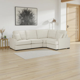 SOFAINSTORE Funk Large Cream Fabric Corner Sofa – 4 Seater | Modern Modular Design, Deep Cushions & Luxe Comfort
