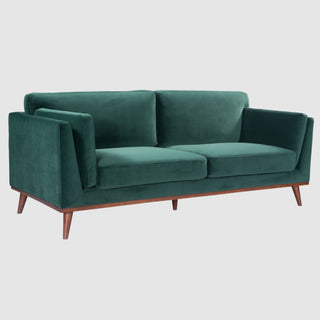 SOFAINSTORE Monroe Emerald Green 3 Seater Sofa | Velvet-Feel Fabric, Mid-Century Modern Design, Wooden Legs