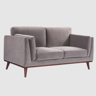 SOFAINSTORE Monroe Greige Grey 2 Seater Sofa | Velvet-Feel Fabric, Mid-Century Modern Design, Wooden Legs