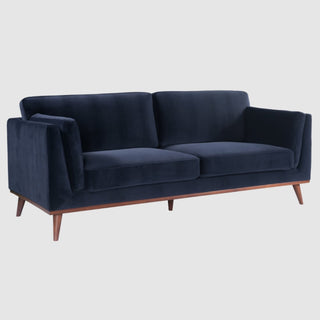 SOFAINSTORE Monroe Midnight Blue 3 Seater Sofa | Velvet-Feel Fabric, Mid-Century Modern Design, Wooden Legs