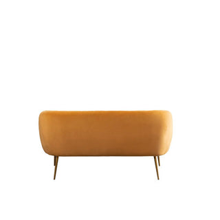 SOFAINSTORE Marenza Yellow Velvet Fabric 2 Seater Sofa | Mid-Century Curved Back, Boutique Accent Sofa