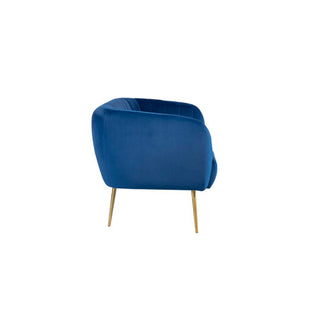 SOFAINSTORE Marenza Sapphire Blue Velvet Fabric 2 Seater Sofa | Mid-Century Curved Back, Boutique Accent Sofa