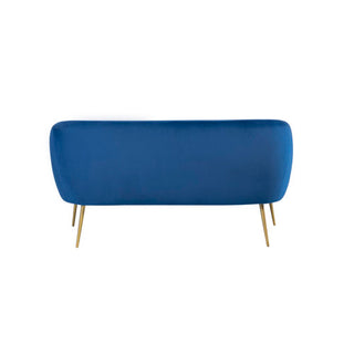 SOFAINSTORE Marenza Sapphire Blue Velvet Fabric 2 Seater Sofa | Mid-Century Curved Back, Boutique Accent Sofa