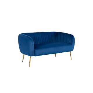 SOFAINSTORE Marenza Sapphire Blue Velvet Fabric 2 Seater Sofa | Mid-Century Curved Back, Boutique Accent Sofa