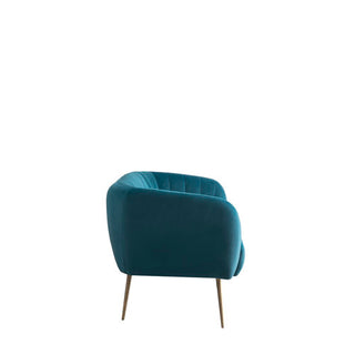 SOFAINSTORE Marenza Teal Velvet Fabric 2 Seater Sofa | Mid-Century Curved Back, Boutique Accent Sofa