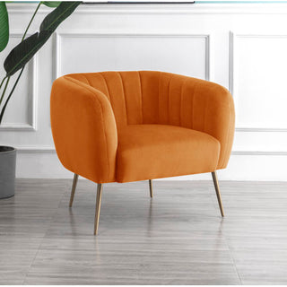 SOFAINSTORE Marenza Burnt Orange Velvet Armchair | Modern Barrel Design, Plush Accent Seating, Gold Legs